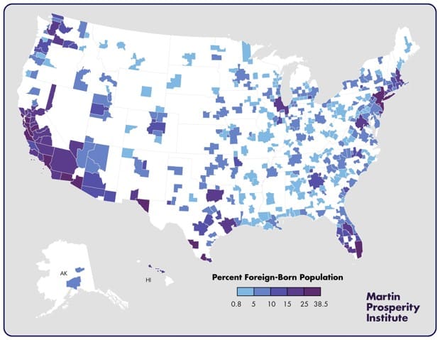 where immigrants live in the United States
