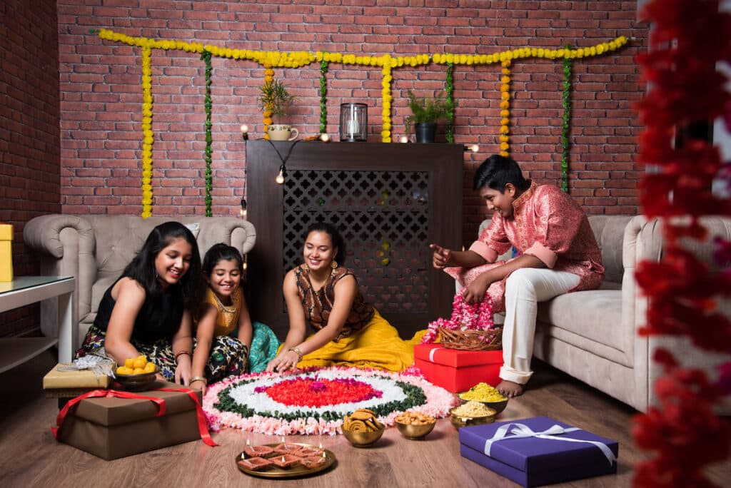 Young people celebrating Diwali