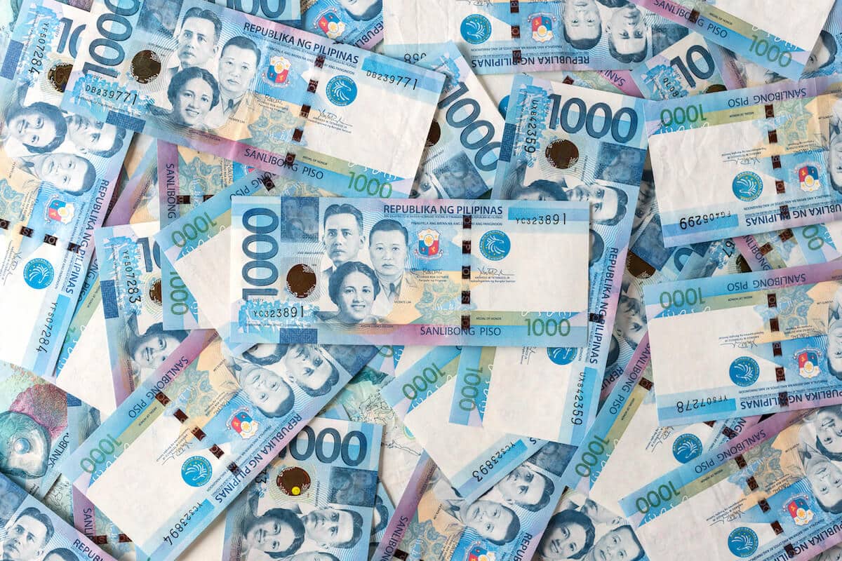 A pile of Philippine currency
