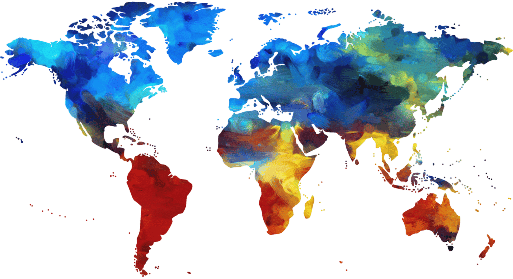 colorful world map of countries around the globe
