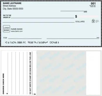 Front and back view of a check