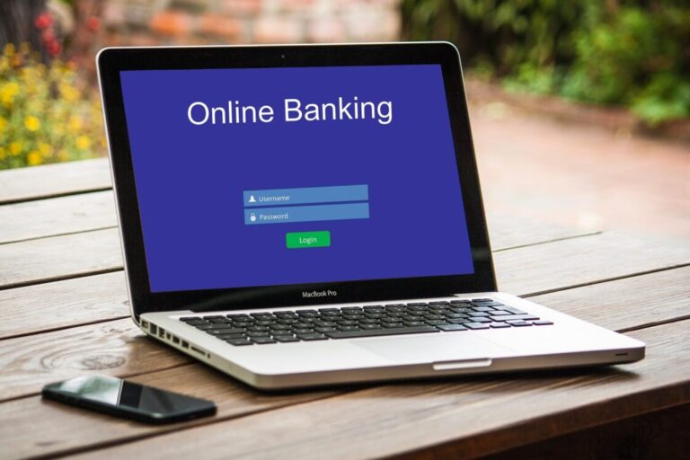 Top online banks: A laptop showing an online banking login screen