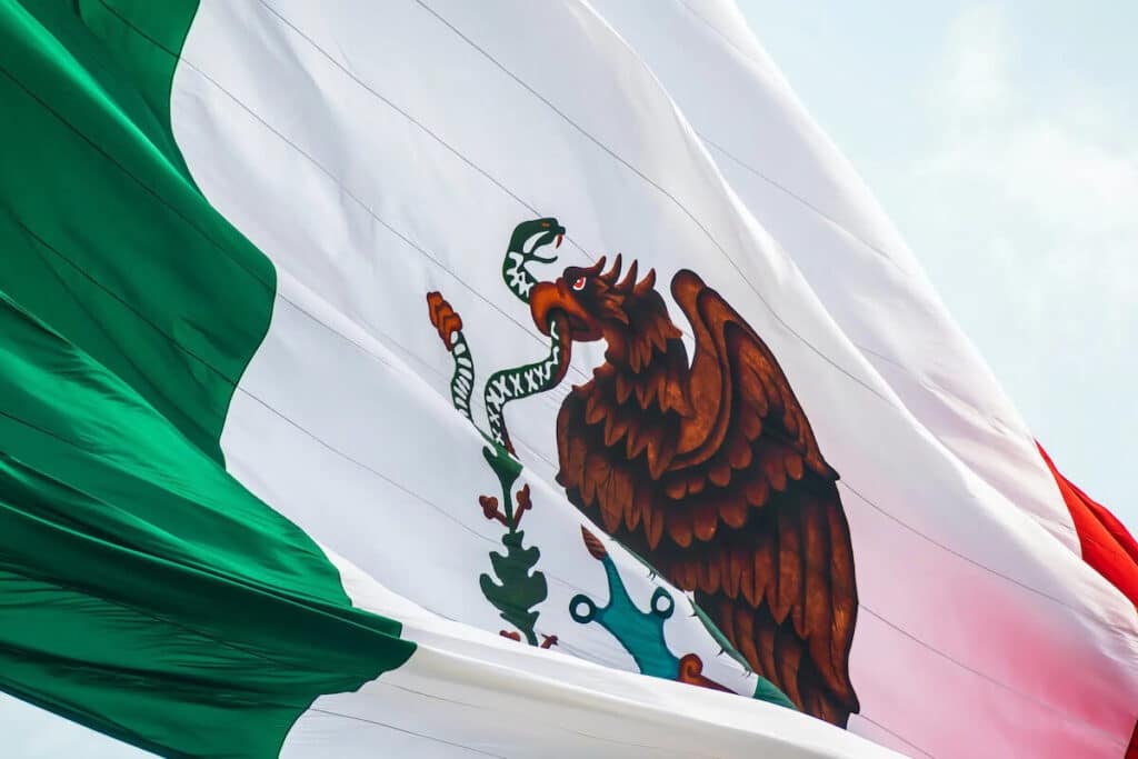 Close up shot of the Mexican flag