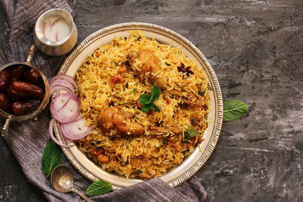 chicken kabsa, a popular Ramadan food from Saudi Arabia and the surrounding countries