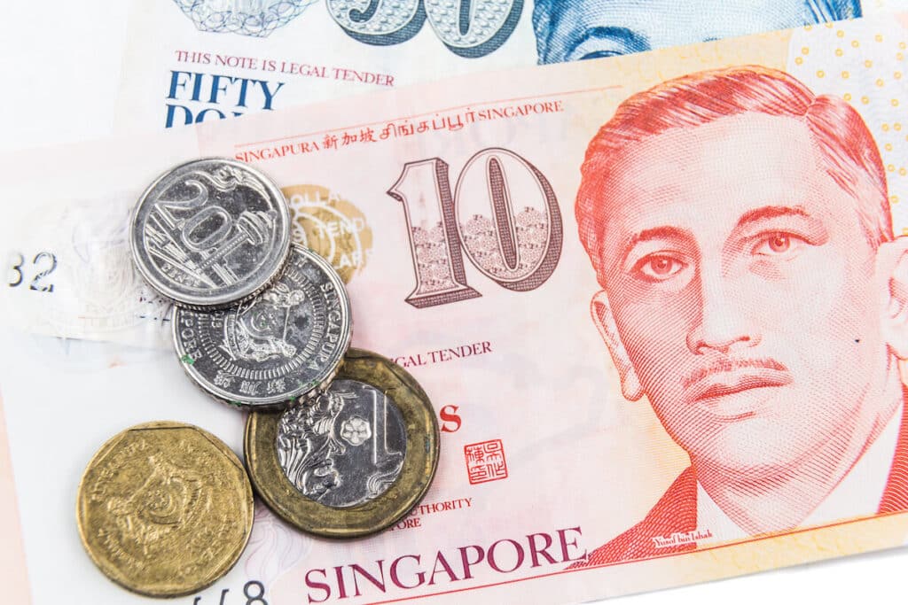 SGD currency: Singapore banknotes at barya