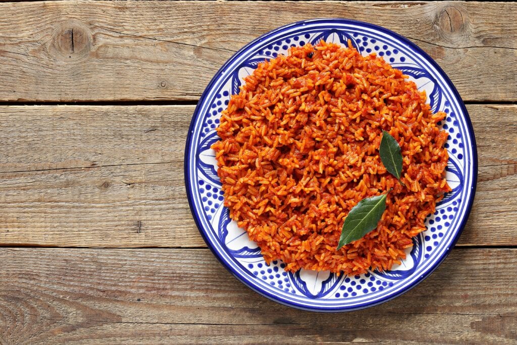 Bowl of Jollof Rice during Christmas in Nigeria