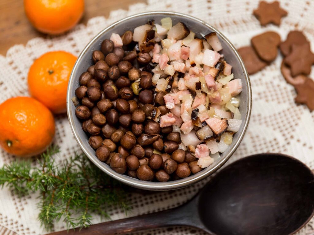 Grey Peas and Bacon