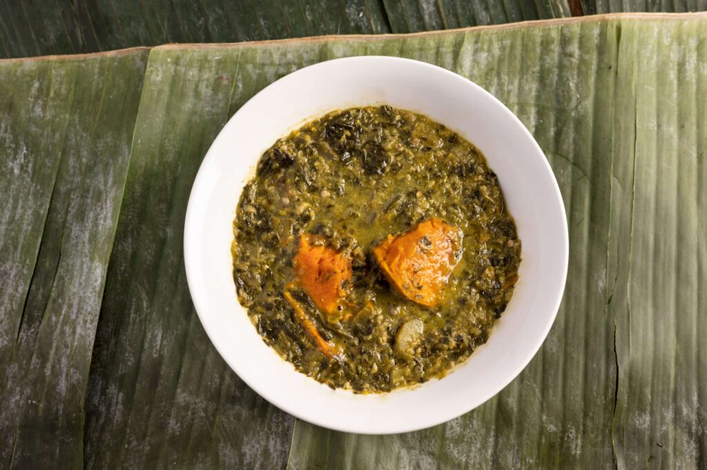 Jamaican dishes include callaloo like this photo.