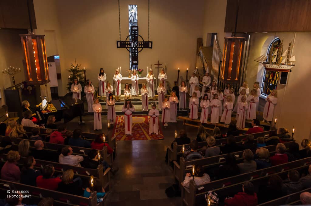 Saint Lucy's Day celebration in the church of Borgholm, Sweden 2012