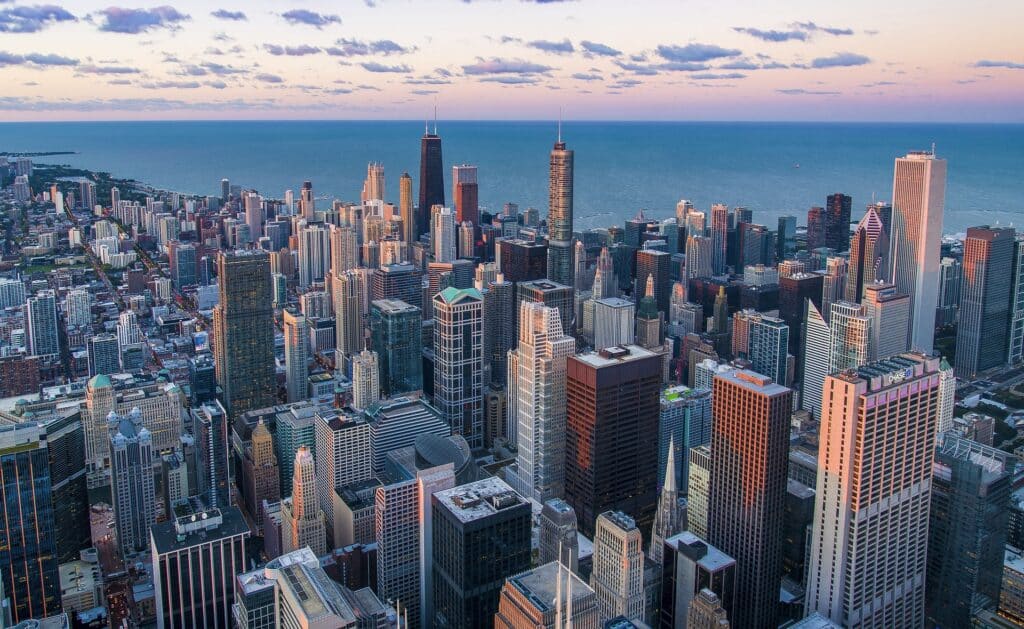 Vista aérea de la ciudad de Chicago, IL