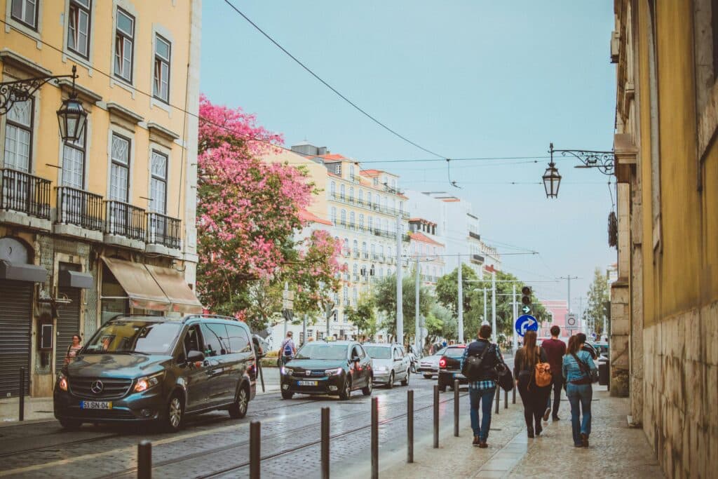 People walking on the street in Lisbon, Portugal