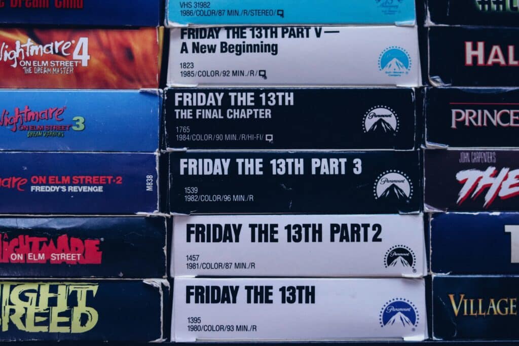 photo of halloween movies in VHS format