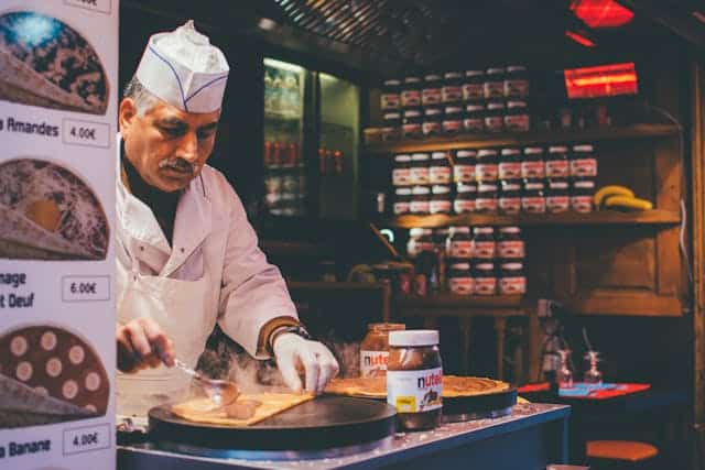 Street food vendor selling crepes in Paris